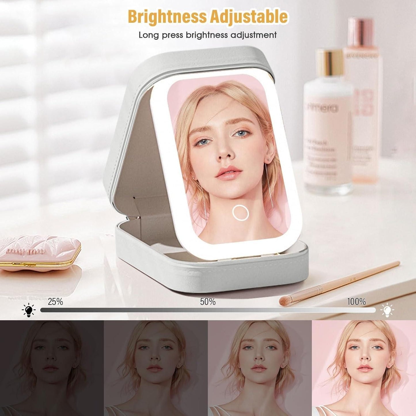 LumiBox™ - Smart LED Makeup & Jewelry Leather Case with Built in Mirror